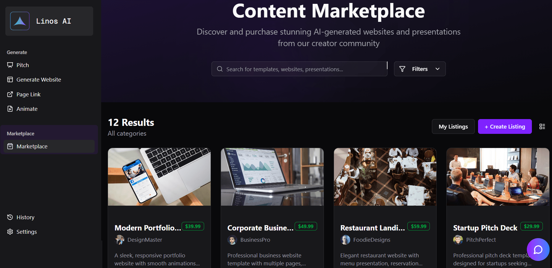 Linos AI Platform Dashboard